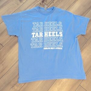 UNC Tar Heels Carolina Lacrosse T-shirt  Blue Short Sleeve 100% Cotton Tee XL